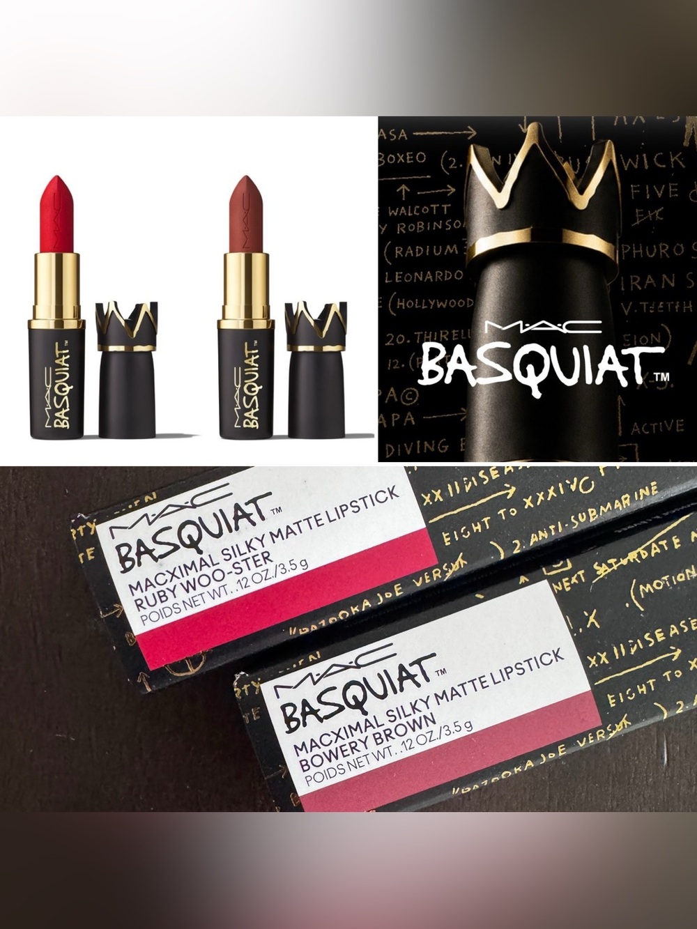 MAC Cosmetics Basquiat Ruby Woo-ster & Bowery Brown Lipsticks - Limited Edition